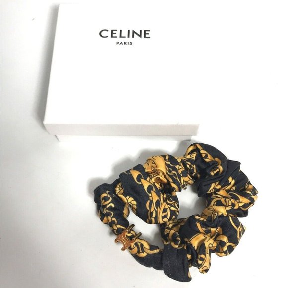 CELINE hair accessories hair elastic Chainpattern Triomphe Scrunchie - Picture 1 of 7